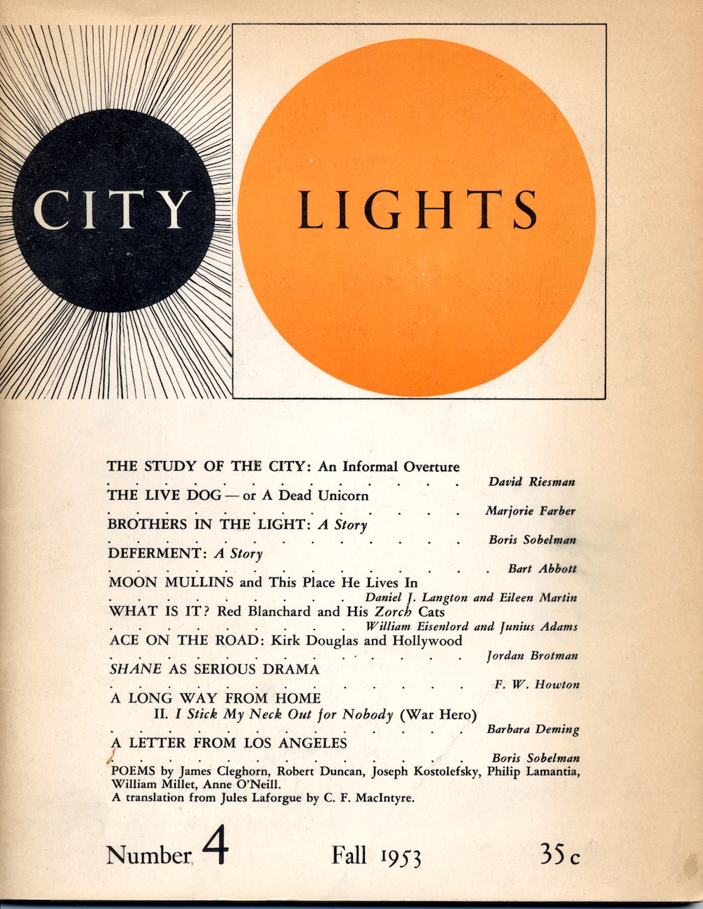 Cover of the fall 1953 issue of City Lights Magazine