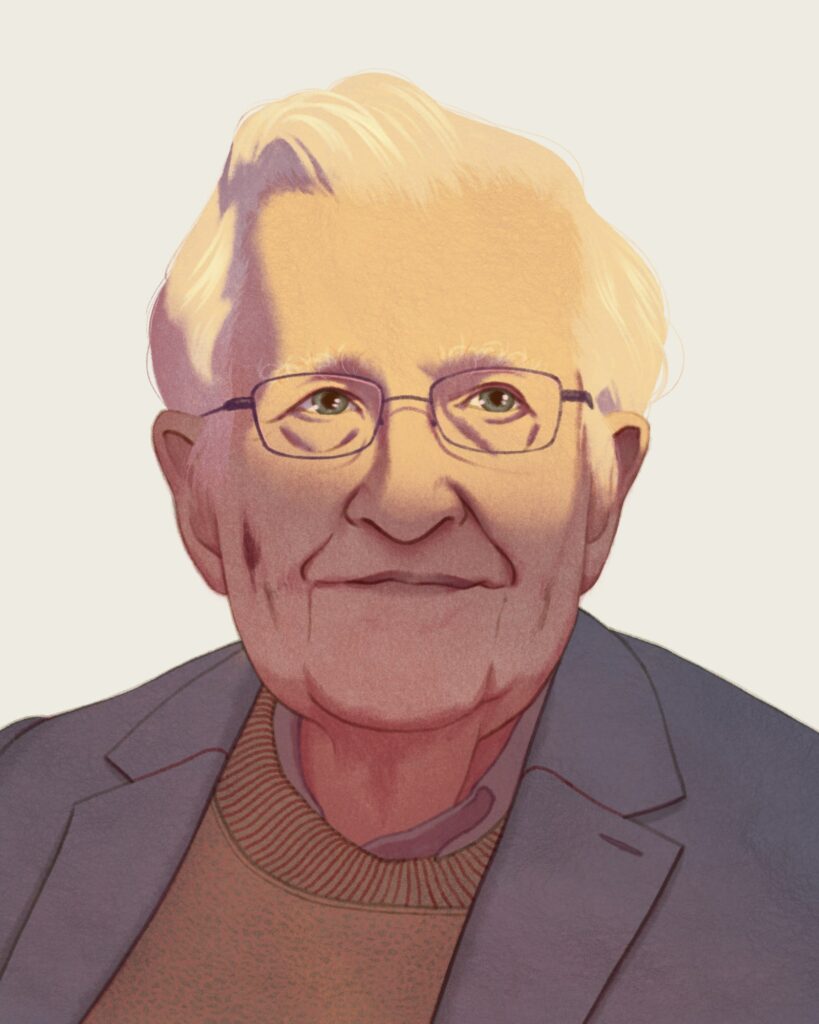 illustration of Noam Chomsky